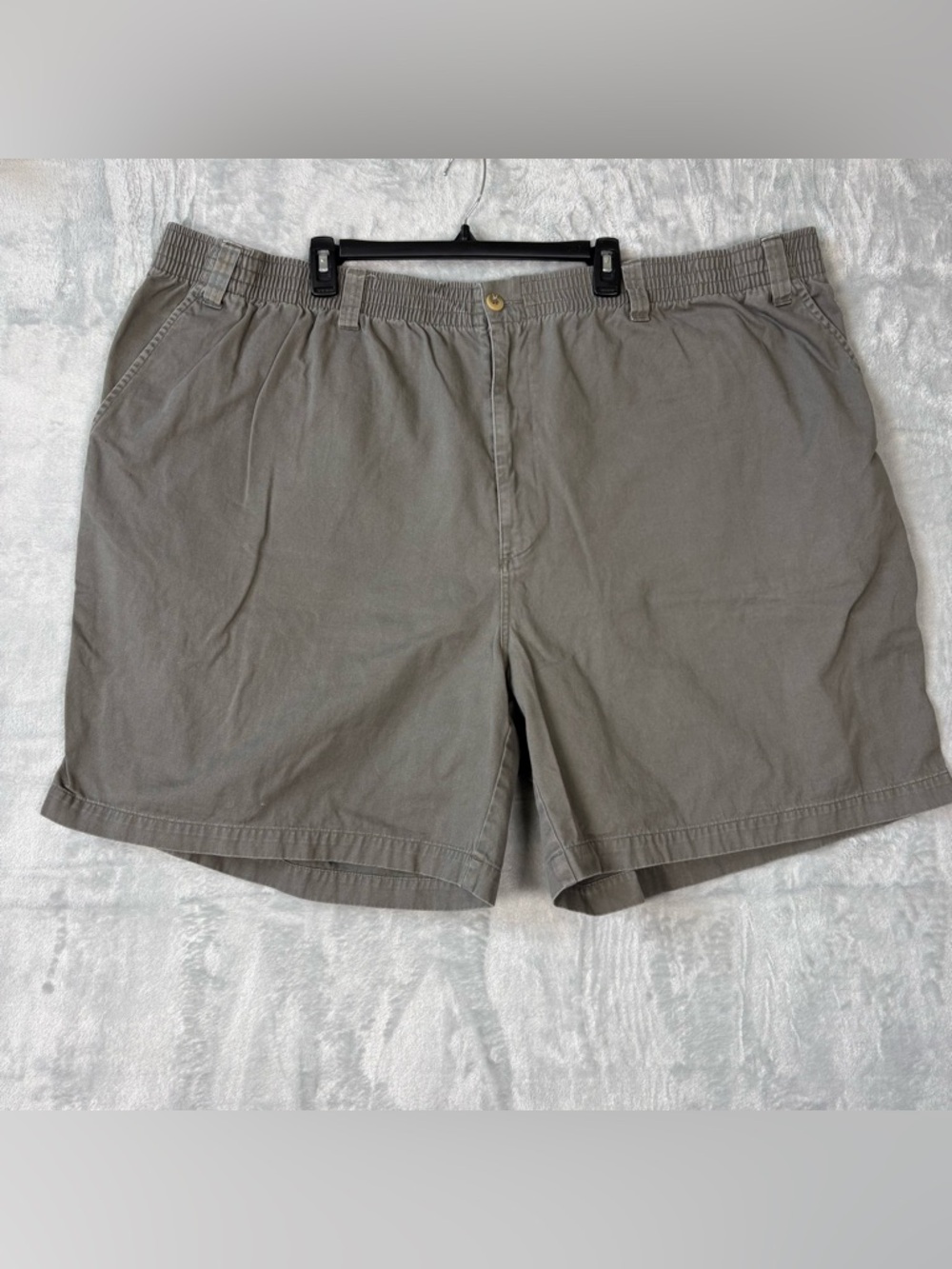 Men's Harbor Bay Gray, Elastic Waist, 4XL 50" cotton shorts, 8" Chino